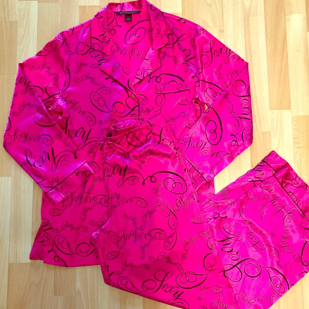 Victoria’s Secret Satin PJ Set Hot Pink Small